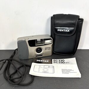 Pentax PC-330 Vintage 35mm Film Camera Point & Shoot w/ Case & Manual Retro Y2K
